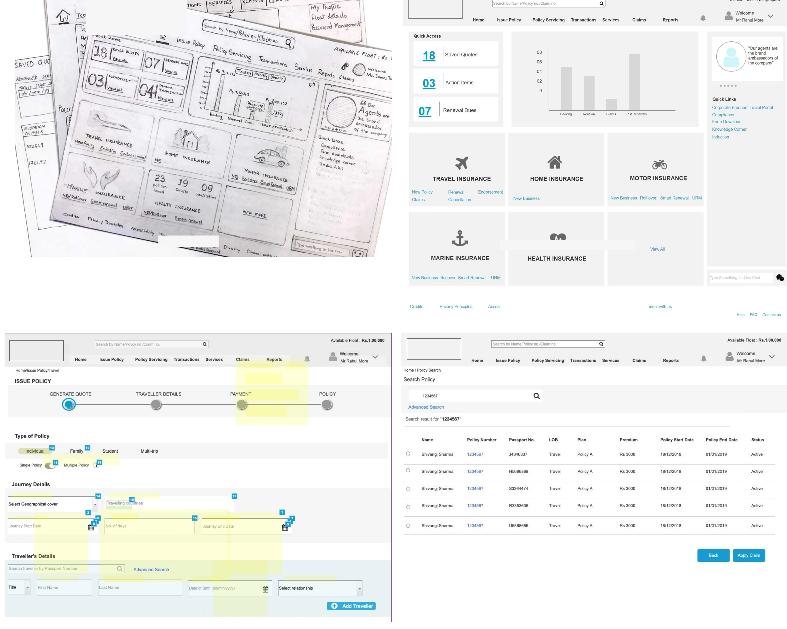 Paper prototypes and interactive wireframes