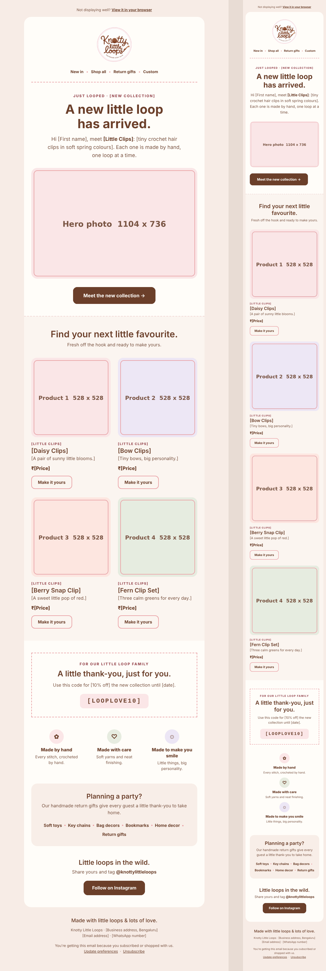New arrivals email preview on desktop and phone